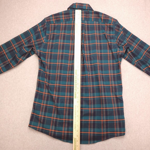Eddie Bauer Shirt Mens M Travex Green Blue Plaid Classic Fit Long Sleeve Button - Picture 8 of 15